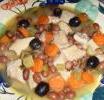 Trippa con borlotti e olive nere