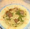 Mezze penne ,polpette e piselli